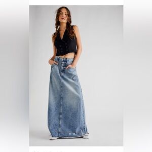 We the Free Come as you are Denim Maxi Skirt